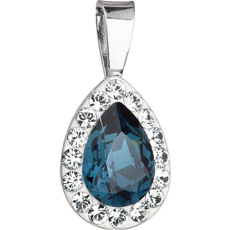 Stříbrný přívěsek s krystaly Swarovski modrá slza 34252.3