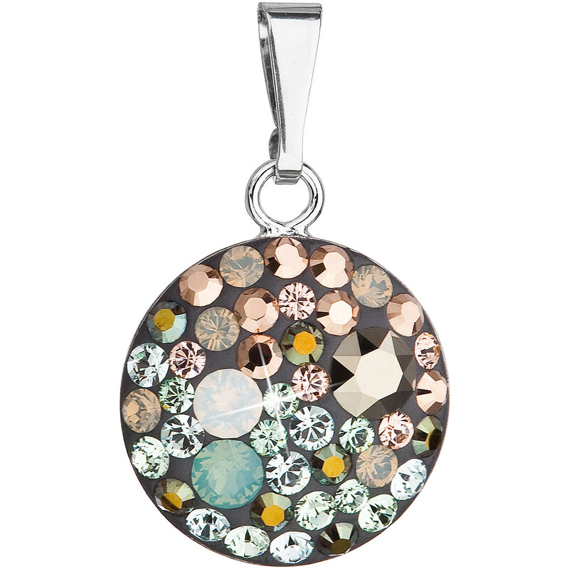 Stříbrný přívěsek s krystaly Swarovski mix barev kulatý 34225.4