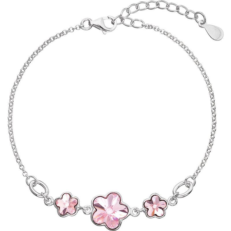 EVOLUTION GROUP Stříbrný náramek se Swarovski krystaly růžová kytička 33112.3 light rose