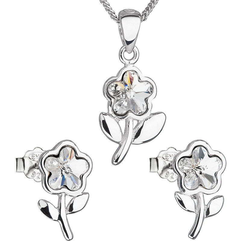Sada šperků s krystaly Swarovski náušnice,řetízek a přívěsek bílá 74171586