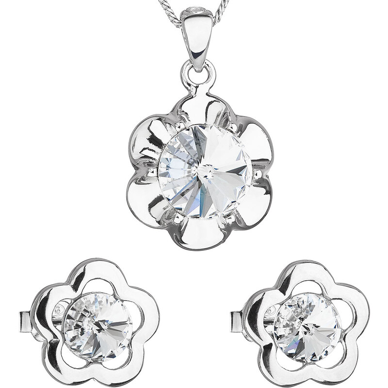 Sada šperků s krystaly Swarovski náušnice,řetízek a přívěsek bílá 74171591
