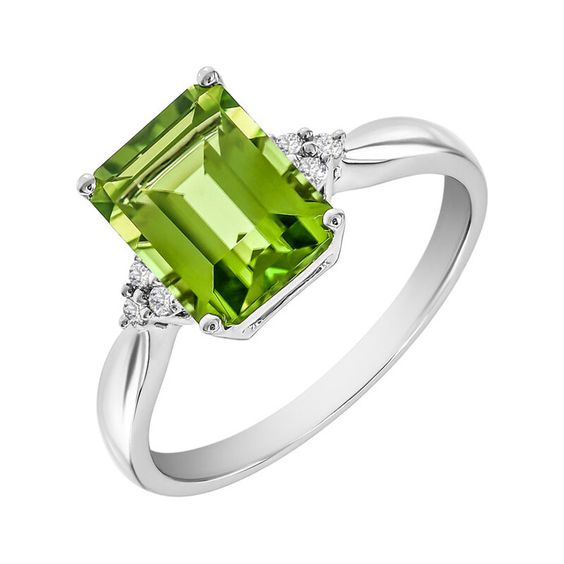 Eppi Zlatý prsten s olivínem a diamanty Chaitra