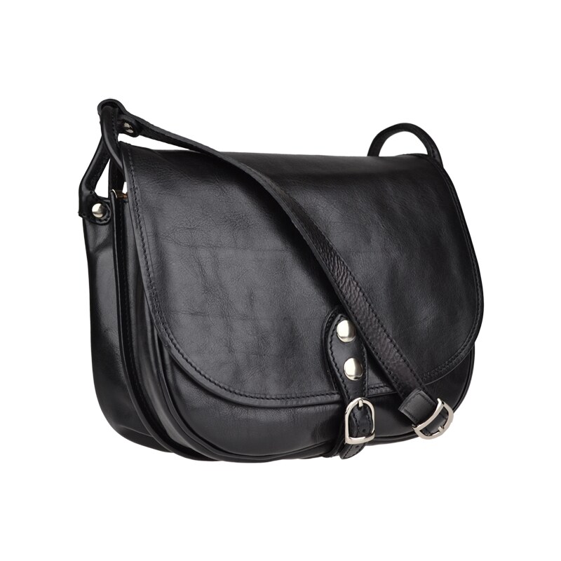 Černá kožená italská crossbody kabelka Caccia Nera NovaKabelka.cz 7793479