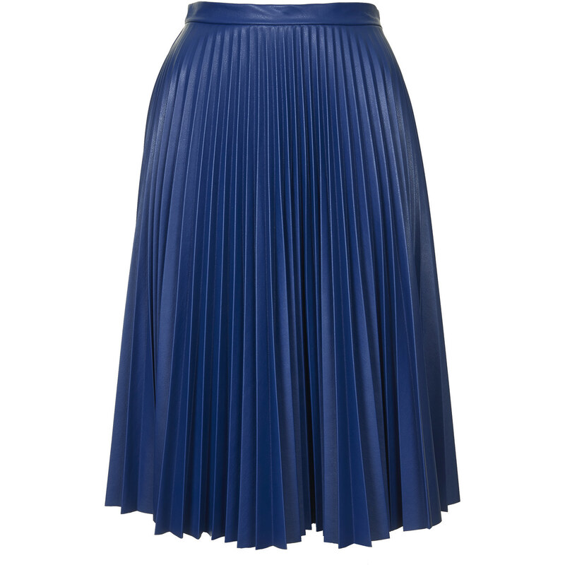 Topshop PU Pleated Midi Skirt