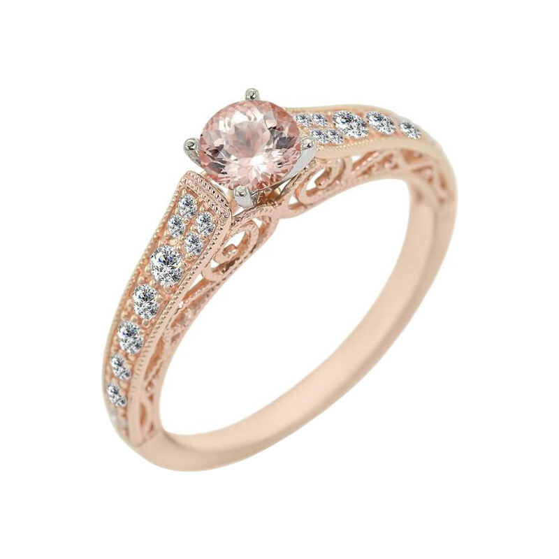 Eppi Zásnubní prsten ve stylu vintage s morganitem a diamanty Karely