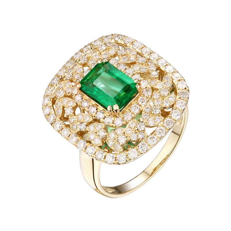 Eppi Zlatý prsten se smaragdem a diamanty Dawix