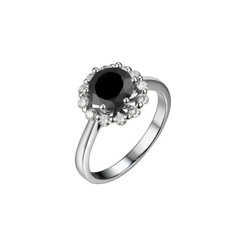 Eppi Zlatý prsten s černým diamantem a bílými diamanty Rill