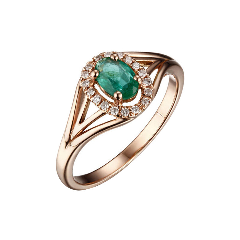 Eppi Zlatý prsten se smaragdem a diamanty Natalia