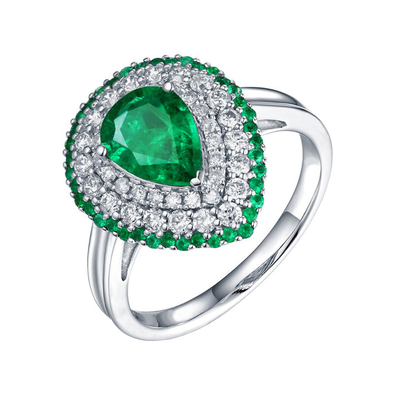Eppi Zlatý prsten plný smaragdů a diamantů Sazes