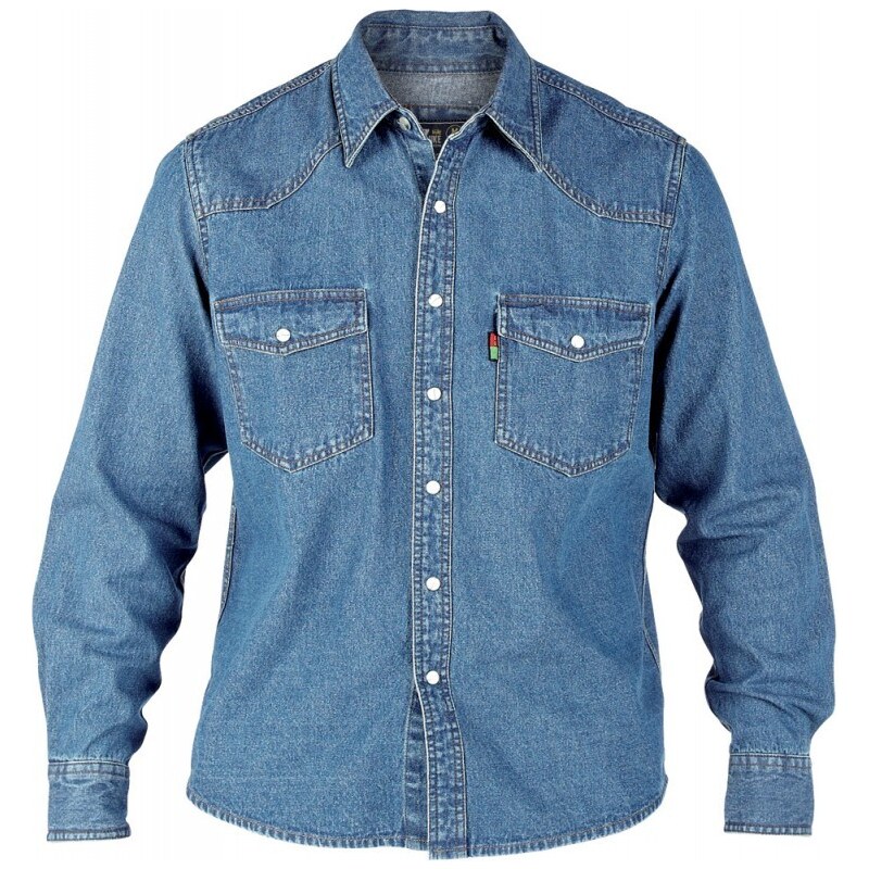 DUKE košile pánská WESTERN Style Denim Shirt riflová nadměrná