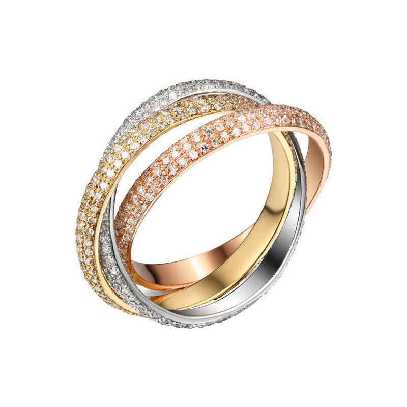 Eppi Diamantový eternity prsten v tříbarevné kombinaci zlata Eda