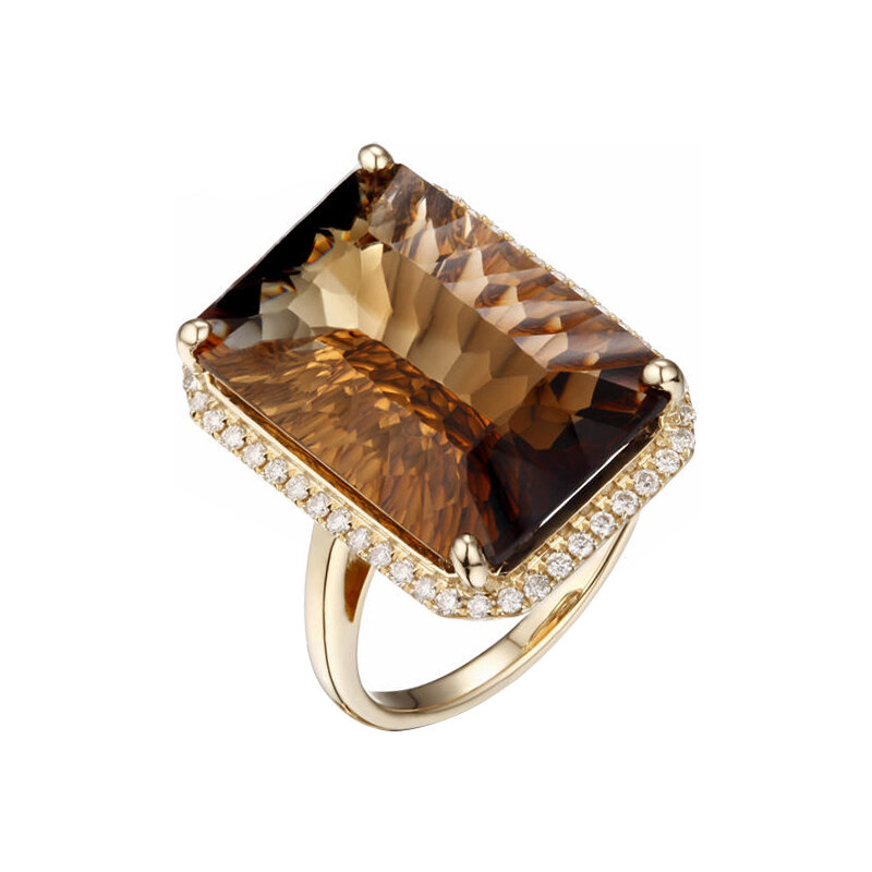 Eppi Dýmový 16ct topaz ve zlatém koktejlovém prstenu s diamanty Iratze