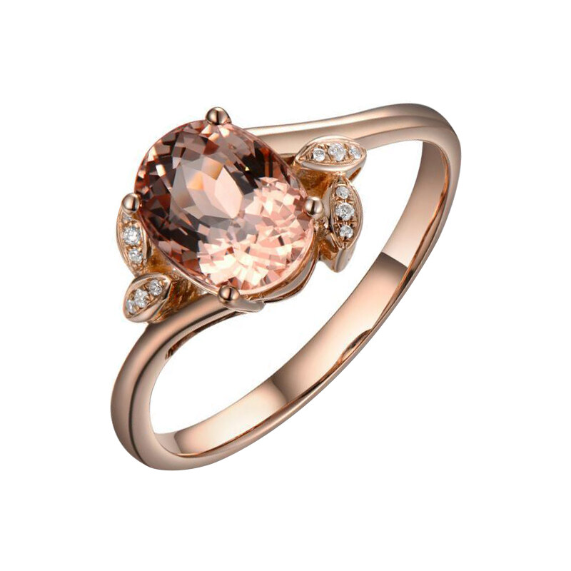 Eppi Morganitový prsten z růžového zlata s diamanty Eady