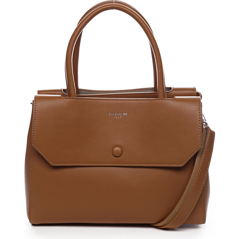David Jones Elegantní dámská koženková kabelka Ina, koňaková