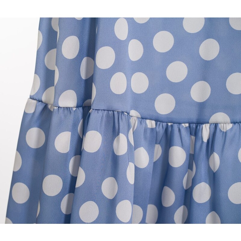 Glamorous by Glam Dámská midi sukně do pasu s puntíky - modrá