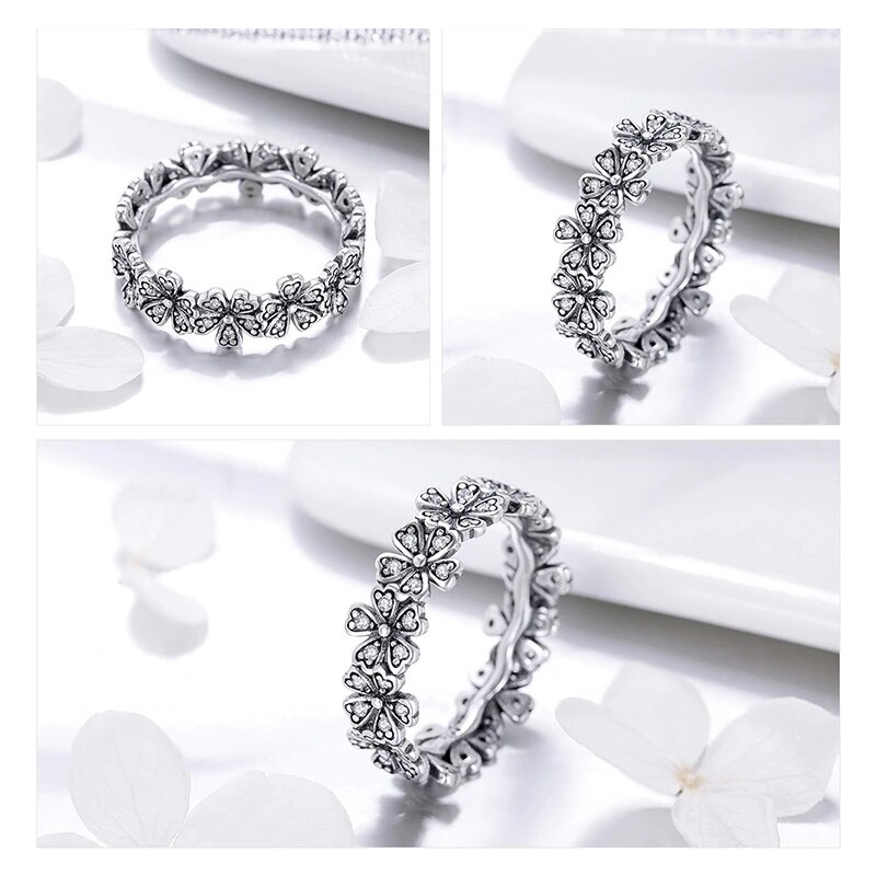 P&J Jewellery Stříbrný prsten Květinky SRP25