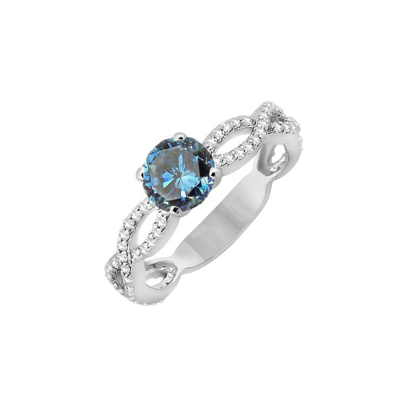 Eppi Romantický zásnubní prsten s modrým diamantem Ganendra