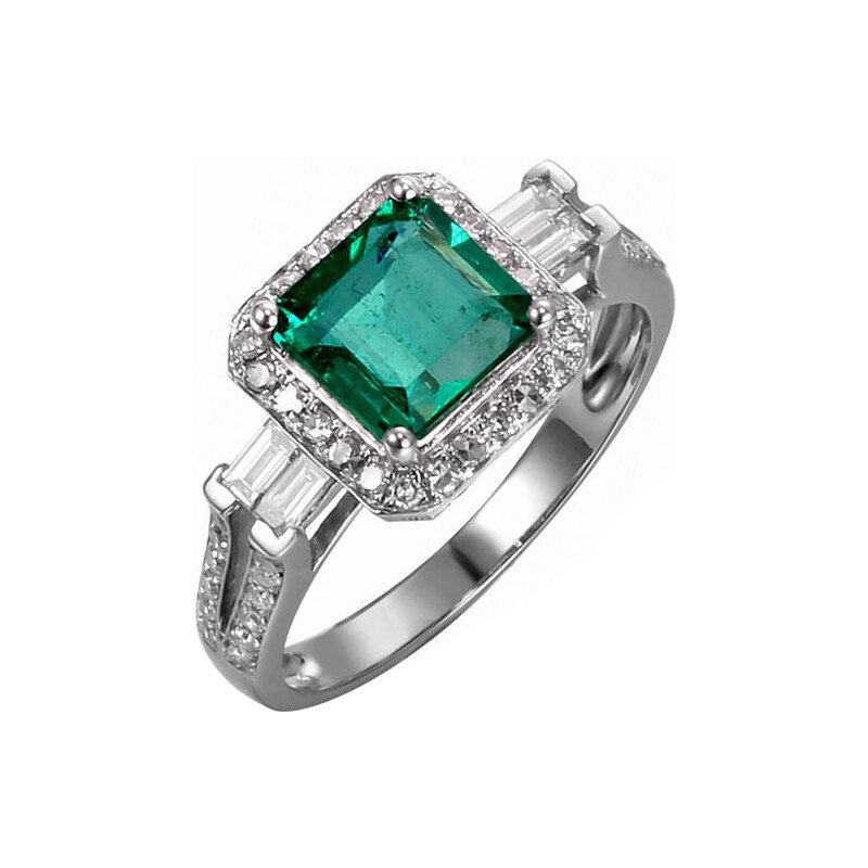 Eppi Zlatý prsten se smaragdem obklopeným diamanty Carli