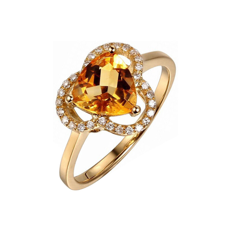 Eppi Zlatý citrínový prsten s diamanty Joely