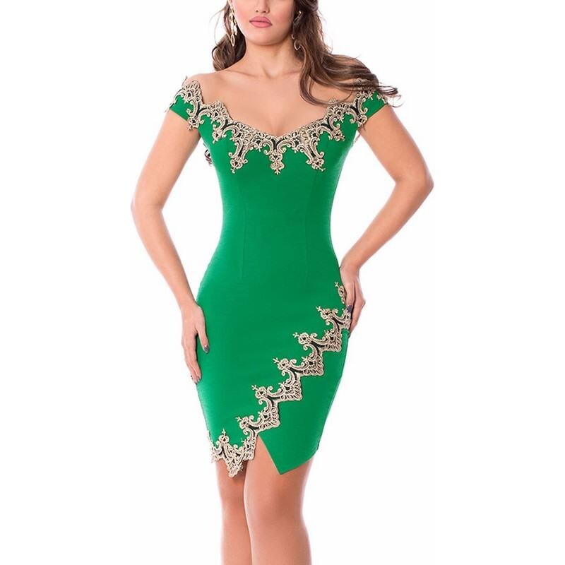 Beangel Dámské šaty s aplikací Vanda - zelené
