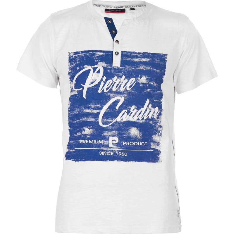 pánské tričko PIERRE CARDIN y neck - WHITE - XL