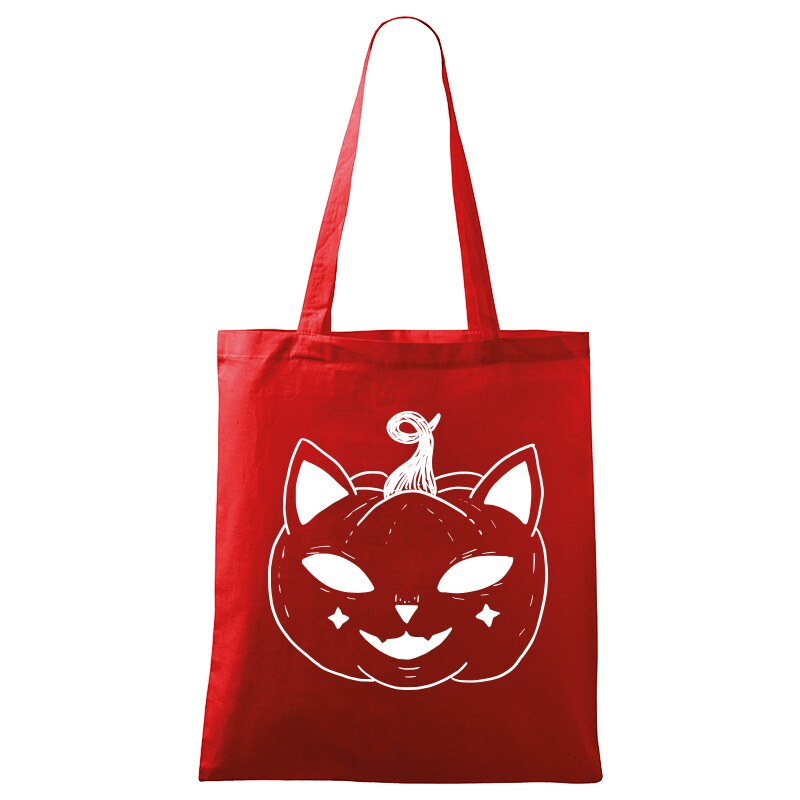 Roni Syvin + Adler/Malfini Ručně malovaná menší plátěná taška - Halloween kočka - Dýně