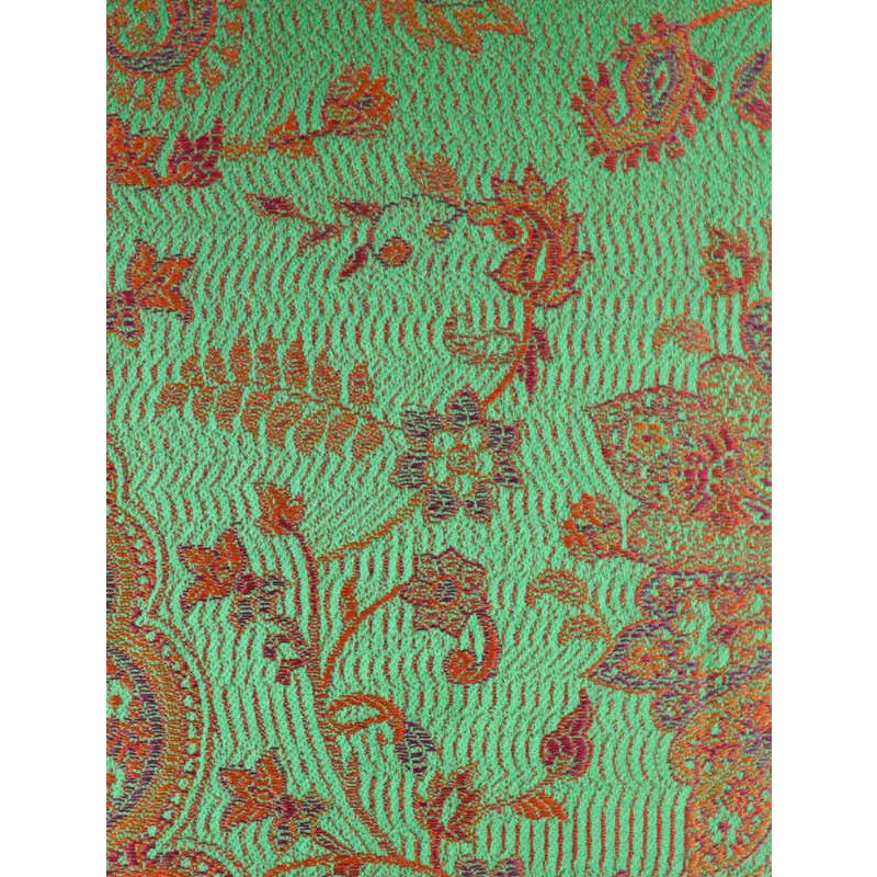 Hedvábná šála Jamawar střední - Zelená a oranžová ornamenty