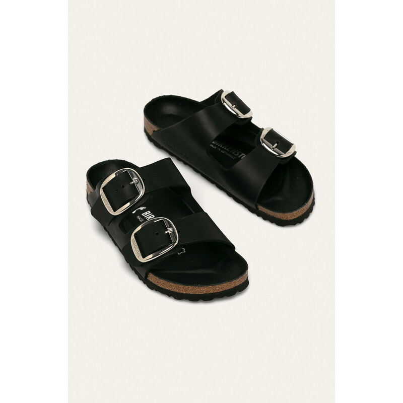 Kožené pantofle Birkenstock Arizona Big Buckle dámské, černá barva