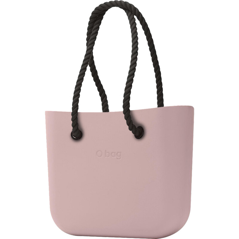 O bag kabelka MINI Smoke Pink s černými dlouhými provazy