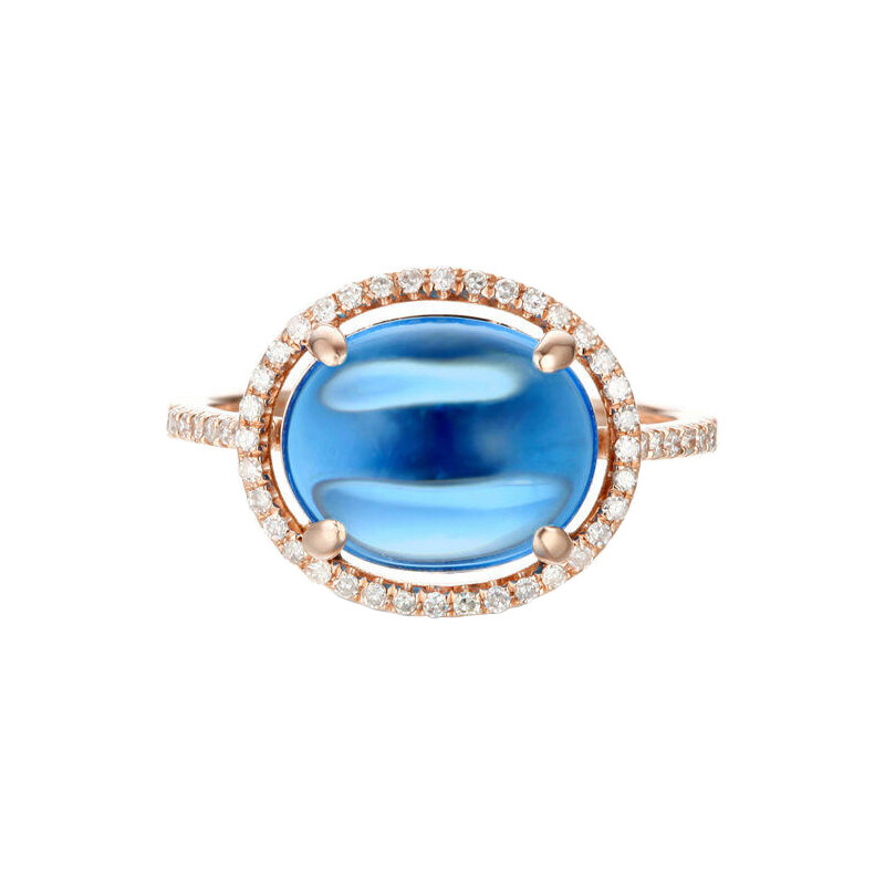 Eppi Modrý topaz a růžové zlato v diamantovém prstenu Jacquelle