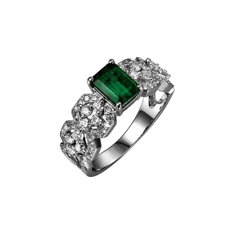 Eppi Luxusní zlatý prsten se smaragdem a diamanty Imani