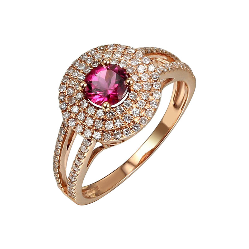 Eppi Prsten s růžovým turmalínem obklopeným diamanty Kaslyn