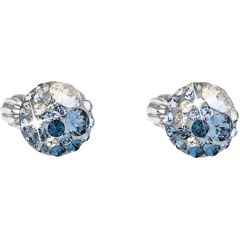 Stříbrné náušnice pecka s krystaly Swarovski modré kulaté 31336.3 ice 74171543