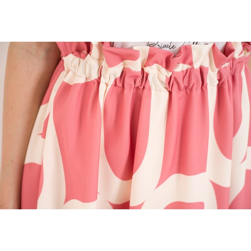 Glamorous by Glam Dámská dlouhá sukně se vzorem růžovo - bílá