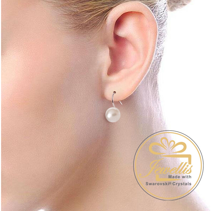 Jewellis ČR 3-dílný ocelový perlový set Pearls - náramek, náhrdelník a náušnice s perlami Swarovski - Crystal White