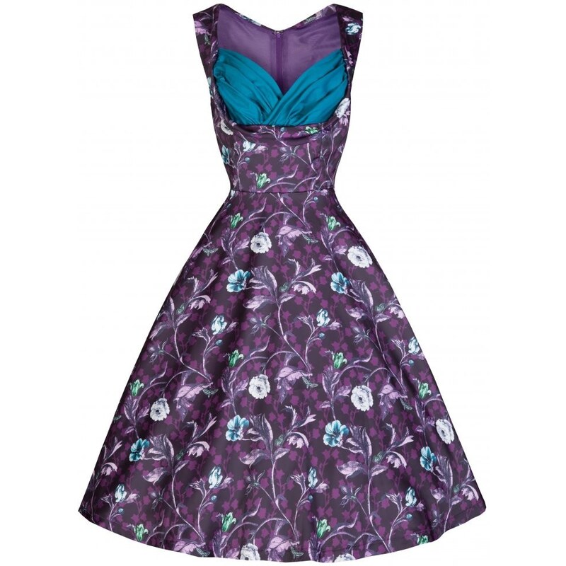 OPHELIA purple moonlit forest- swingové retro šaty inspirované padesátými léty
