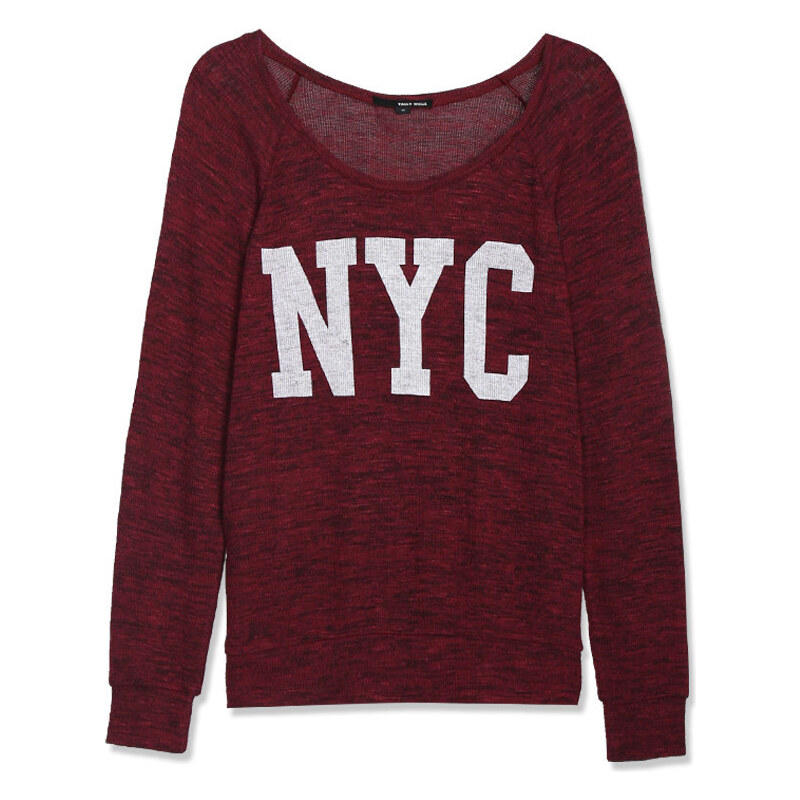 Tally Weijl Burgundy Knitted "NYC" Long Sleeve Top