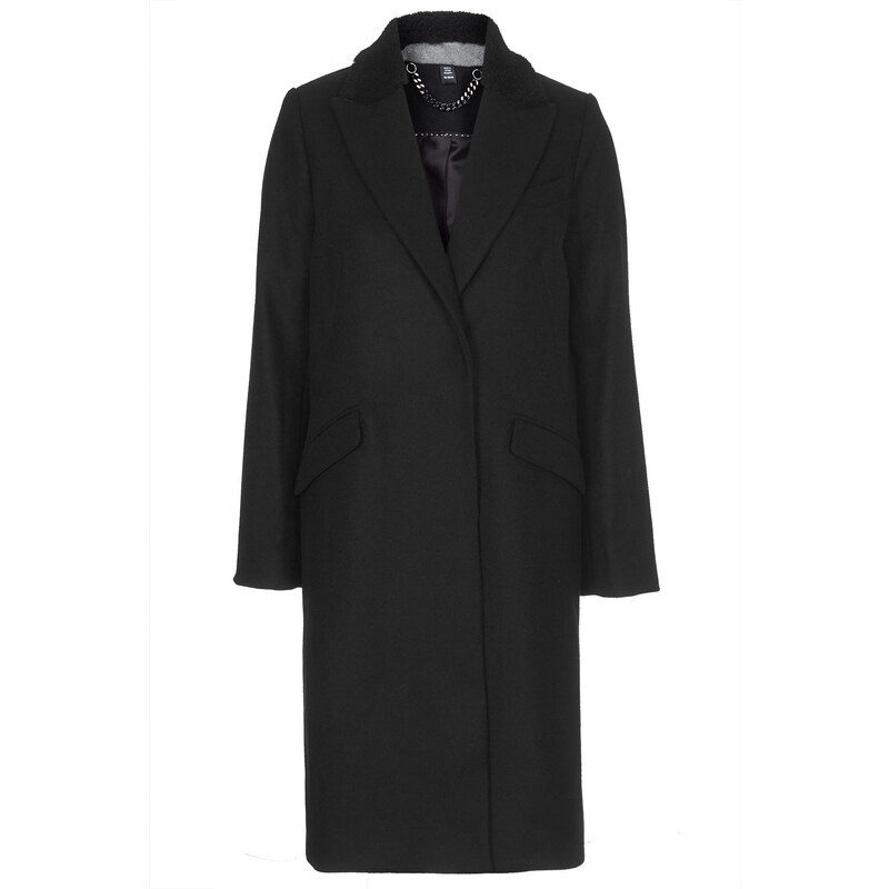 Topshop **Sheepskin Collar Wool Coat