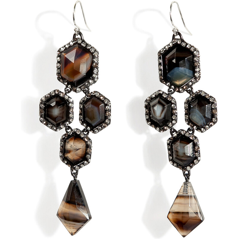 Alexis Bittar Moonlight Pavo Chandelier Earrings with Custom Banded Agate