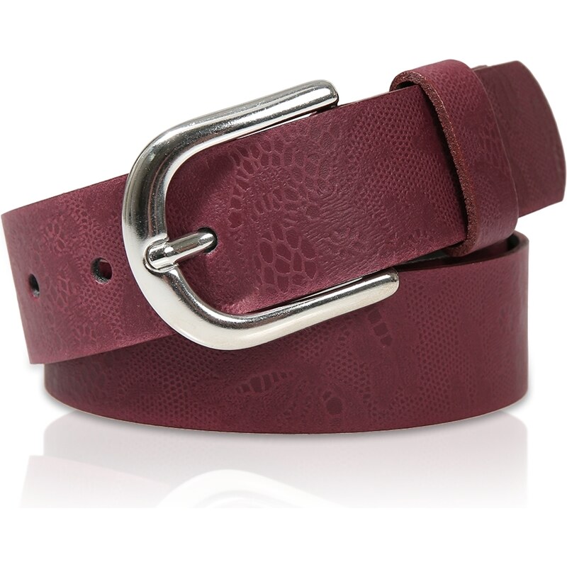 s.Oliver Leather belt with floral embossing