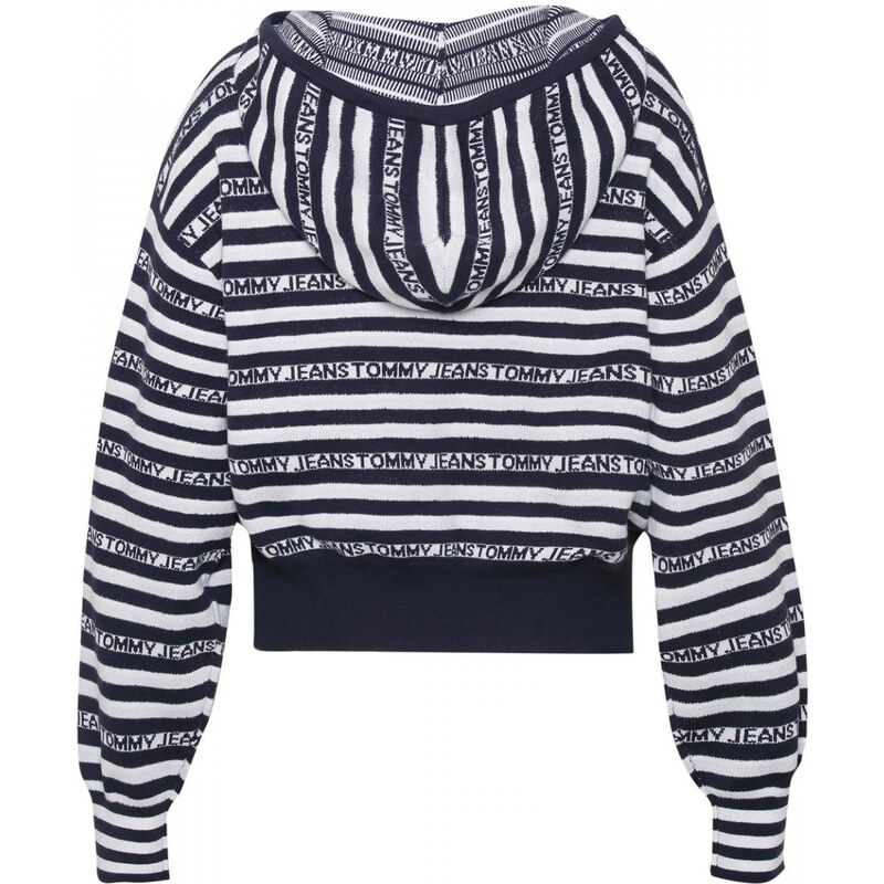 Tommy Hilfiger Tommy Jeans dámská modrá pruhovaná mikina s kapucí STRIPE HOODIE