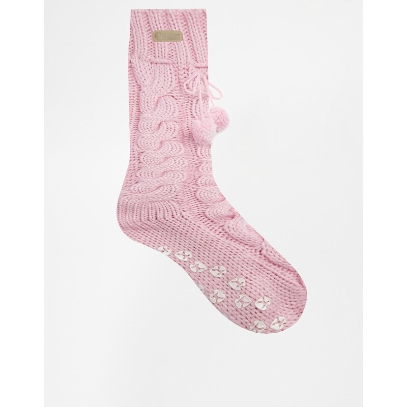 Bedroom Athletics Angelina Pink Cable Knit Slipper Socks - Pink