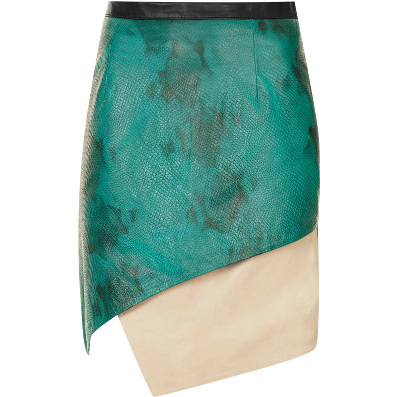 Topshop **LIMITED EDITION Contrast Leather Wrap Skirt