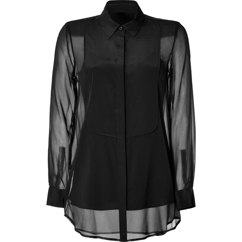 DKNY Sheer Silk Tuxedo Blouse