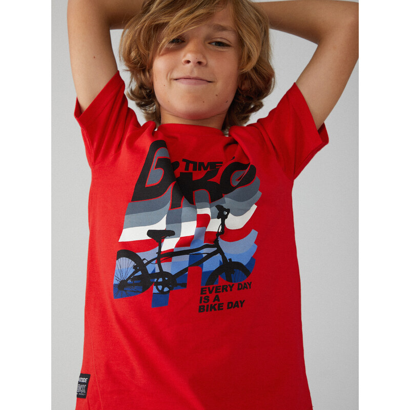 Boboli Chlapecké červené tričko #Bike