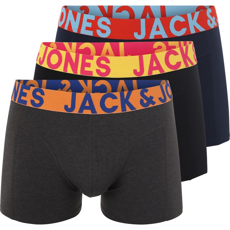 JACK & JONES Boxerky 'Sense' tmavě modrá / antracitová / oranžová / černá