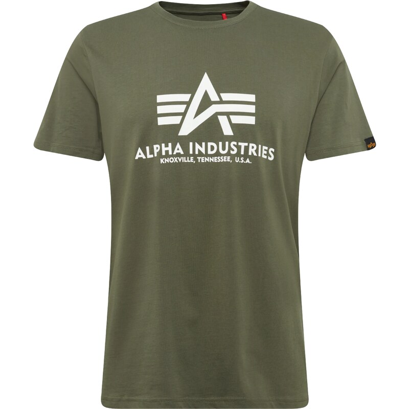 ALPHA INDUSTRIES Tričko olivová / bílá