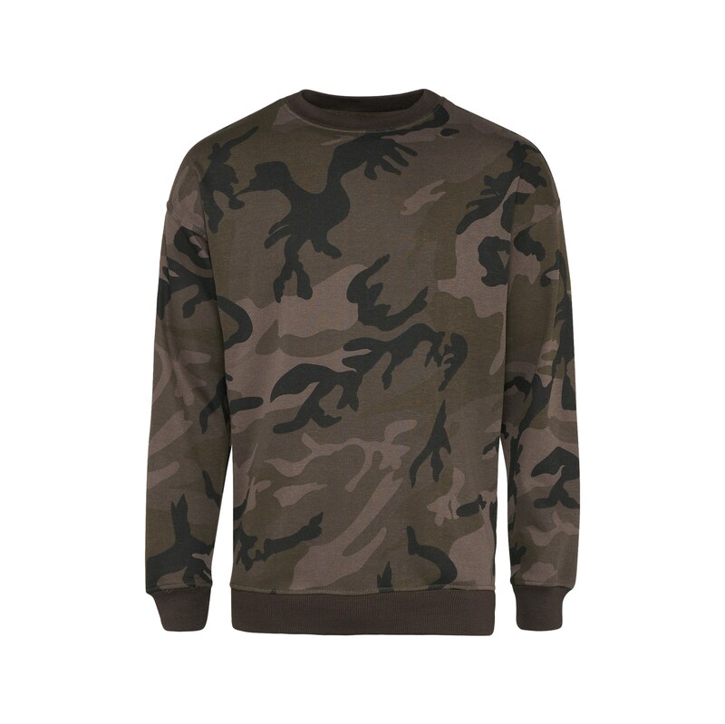 Urban Classics Mikina tmavě šedá / khaki / olivová