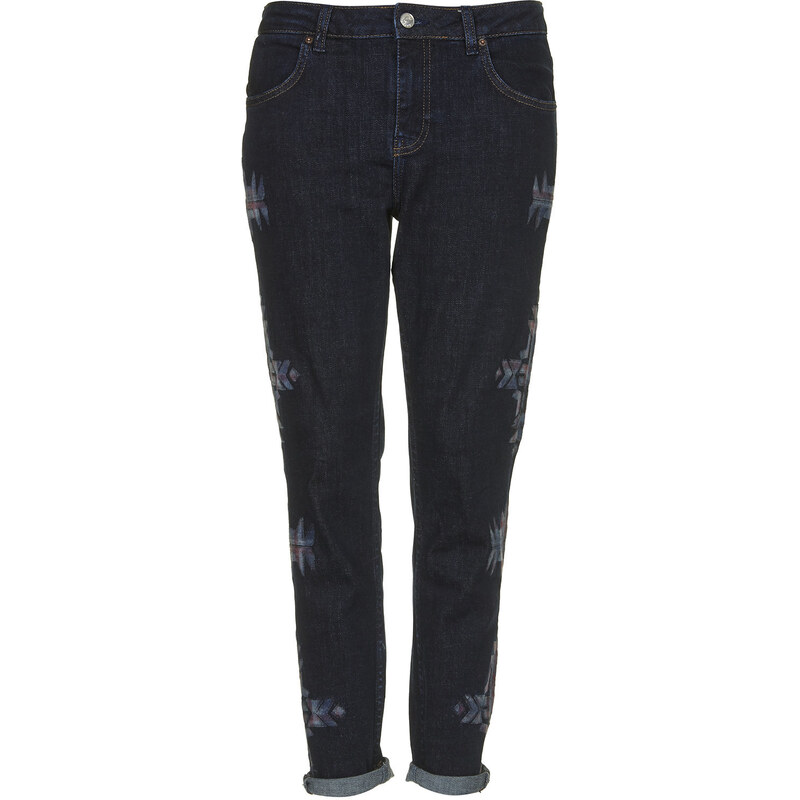 Topshop MOTO Tattoo Embroidered Lucas Jeans