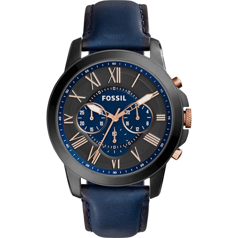 FOSSIL Analogové hodinky GRANT, FS4835 námořnická modř / růžově